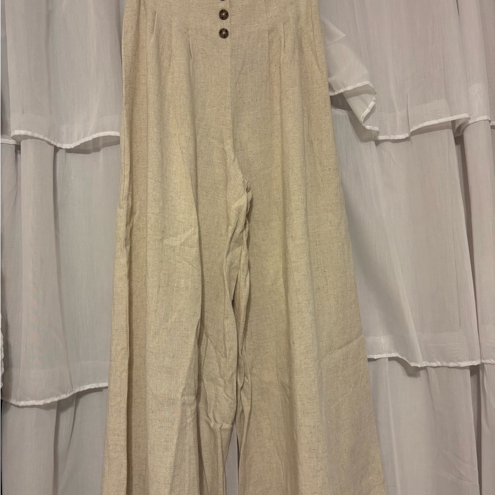 Sienna Sky Beige Wide-Leg Pants